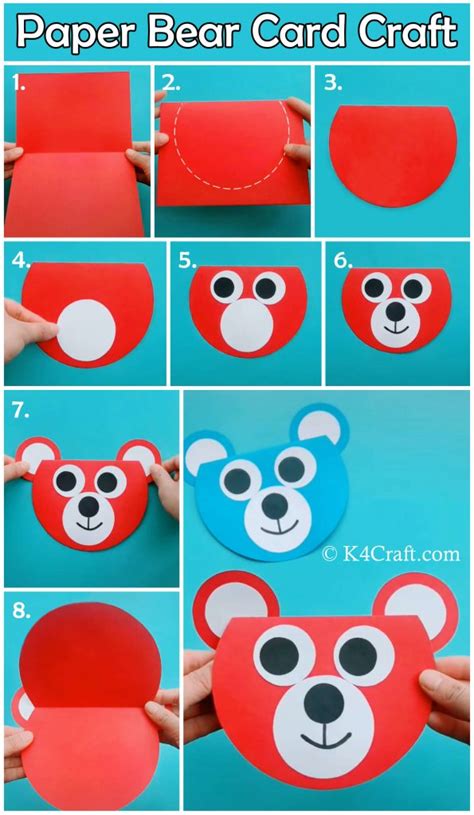 Paper Bear Card Craft For Kids Step By Step Tutorial K4 Craft
