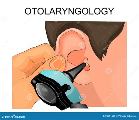 The Ear Examination Using The Otoscope Otolaryngology Stock Vector