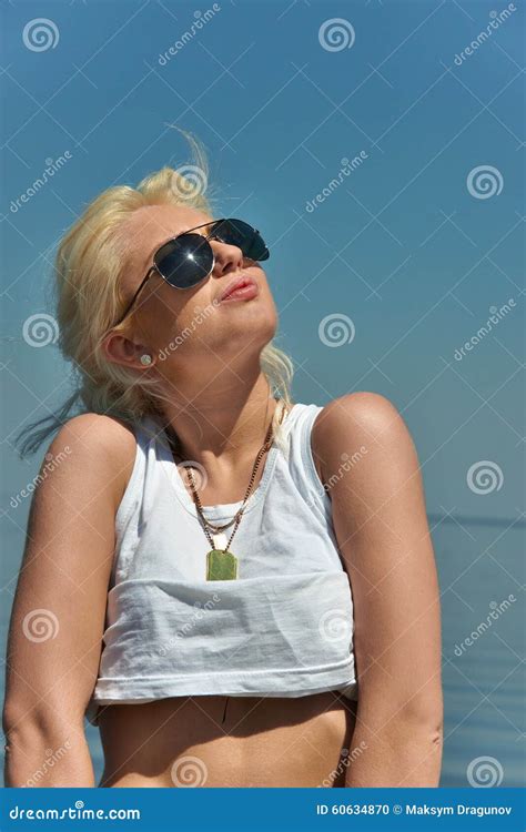 Blonde Girl On The Beach Stock Photo Image Of Adult