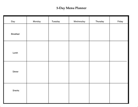 Blank 5 Day School Timetable Calendar Inspiration Design