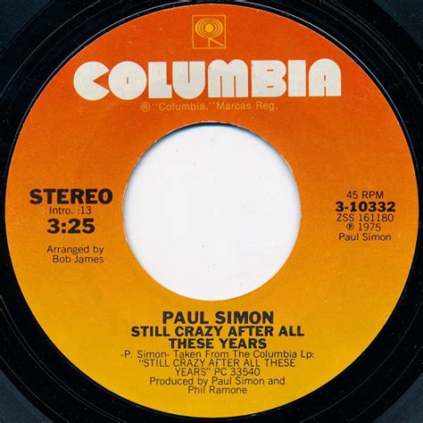 Paul Simon Still Crazy After All These Years I Do It For Your Love 1976 Pitman Pressing
