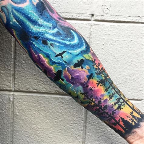 50 Truly Artistic Watercolor Sleeve Tattoos Watercolor Tattoo Sleeve Galaxy Tattoo Full