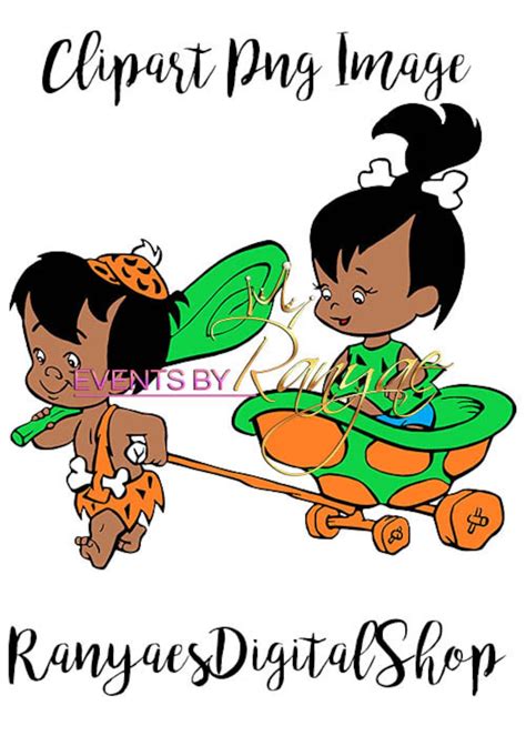 African American Bam Bam And Pebbles Png Clipart Not Svg Etsy