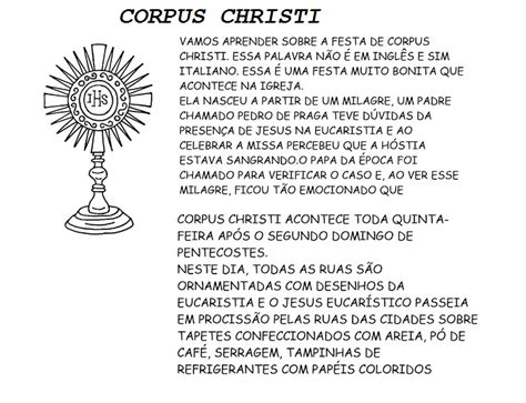 Atividades Sobre Corpus Christi Para Catequese Infantil