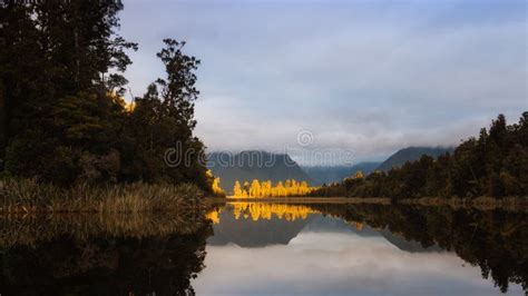 Beautiful Landscape Lake Matheson In South Island New Zealand Stock