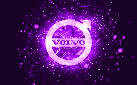 Download Wallpapers Volvo Violet Logo 4k Violet Neon Lights Creative