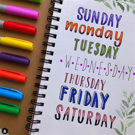 Bullet Journal Font Ideas For Everyday Of The Week The Smart Wander