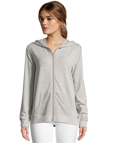 Hanes Hanes Womens Heathered French Terry Zip Hoodie L Light