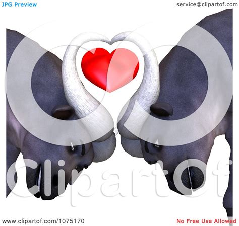 Clipart 3d Water Buffalo With A Heart Royalty Free Cgi