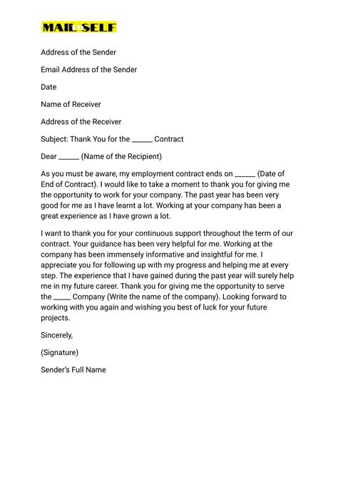 End Of Contract Thank You Letter How To Templates And Examples Mail