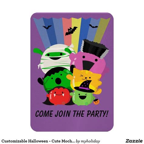 Customizable Halloween Cute Mochi Friends Halloween Invitations Halloween Costume Party