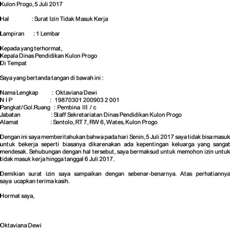 Detail Contoh Surat Izin Pns Koleksi Nomer