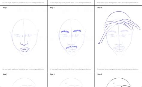 Step By Step How To Draw 2pac Drawingtutorials101 Tupac Artwork