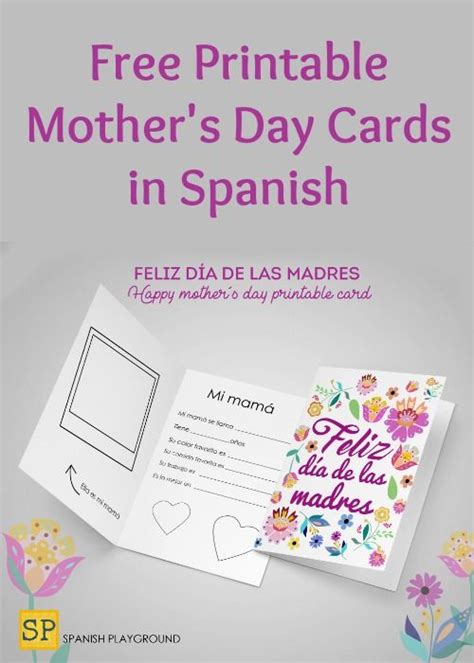 Printable Mother’s Day Cards In Spanish Spanish Playground Mothers Day Cards Mothers Day