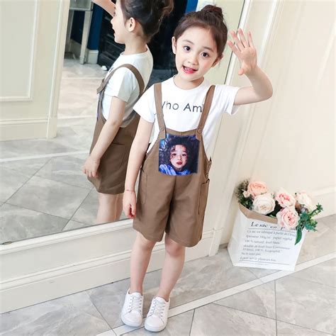 Lovely Kids Girls Suits 2018 New Summer Baby Girl Flower Tops Overall 2