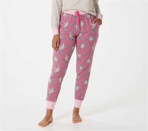 Cuddl Duds Petite Cozy Jersey Novelty Jogger Pants Pajama Set