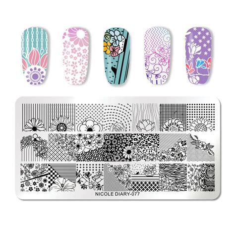 Nicole Diary Nail Art Stamping Plates Fantastic Tropical Geometry Image