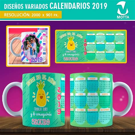 Diseños calendario 2019 para sublimar tazas Diseño de calendarios