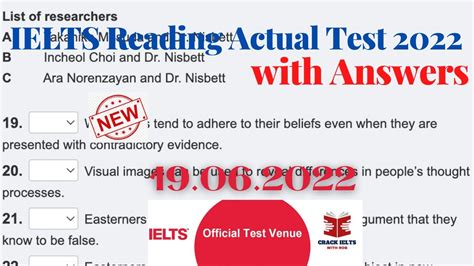 Ielts Reading Recent Actual Test 2022 With Answers Youtube