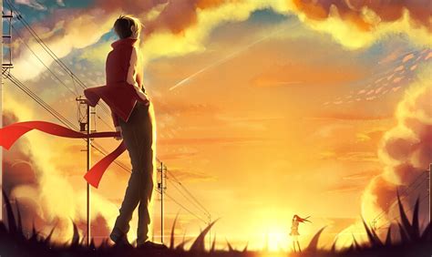 Wallpaper Sunlight Sunset Anime Girls Anime Boys Sky Sun