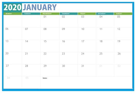 A Calendar For January 2020 Calendar Printables Free Templates