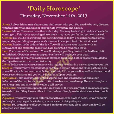 14th November 2019 Horoscope Revive Zone