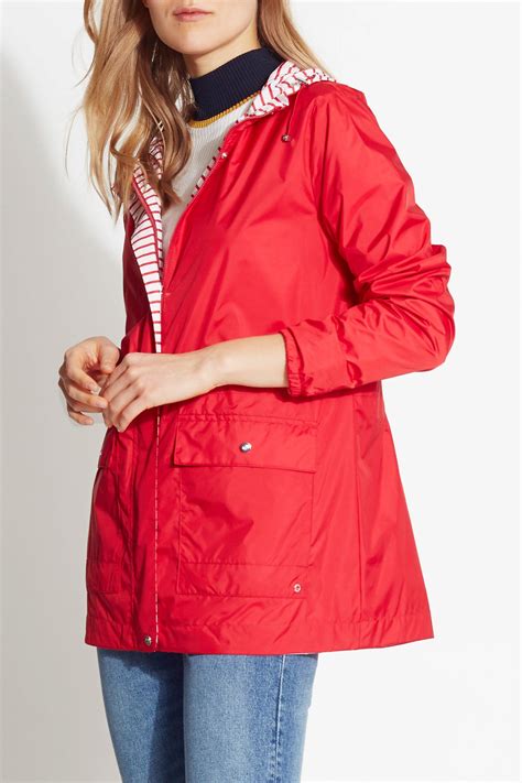 Reversible Hooded Raincoat | Hooded raincoat, Raincoat, Red leather jacket