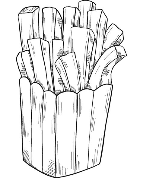 French Fries Coloring Page Colouringpages