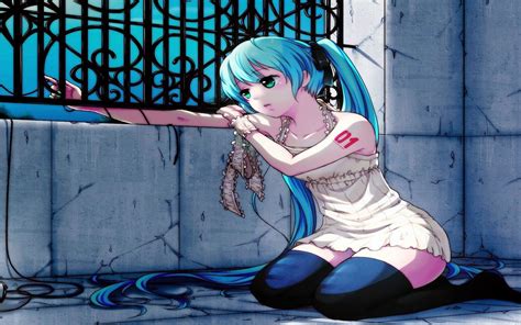 Anime Chica Azul Cabello Triste Triste Fondo De Pantalla De Animación 1600x1000 Wallpapertip
