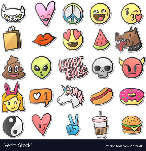Stickers Pins Patches Collection In Cartoon Vector Image