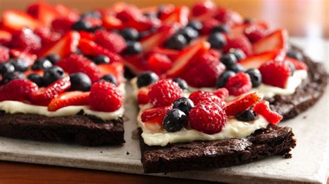 This recipe for a dairy free, gluten free, and vegan version of peanut butter cups comes together in 20 minutes and is finished in 35. Gluten-Free Brownie and Berries Dessert Pizza recipe from ...