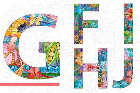 Zentangle Bright Alphabet By Watercolor Fantasies Thehungryjpeg
