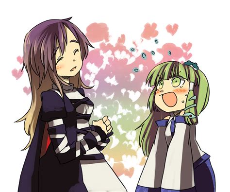 2girls Blush Green Eyes Green Hair Hijiri Byakuren Japanese Clothes