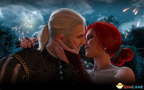 《巫师3》pc版新截图 白狼亲吻两个情人画面太美3dm单机