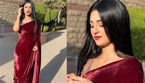 Sara Khan Looks Gorgeous In Red Hot Saree See Pics