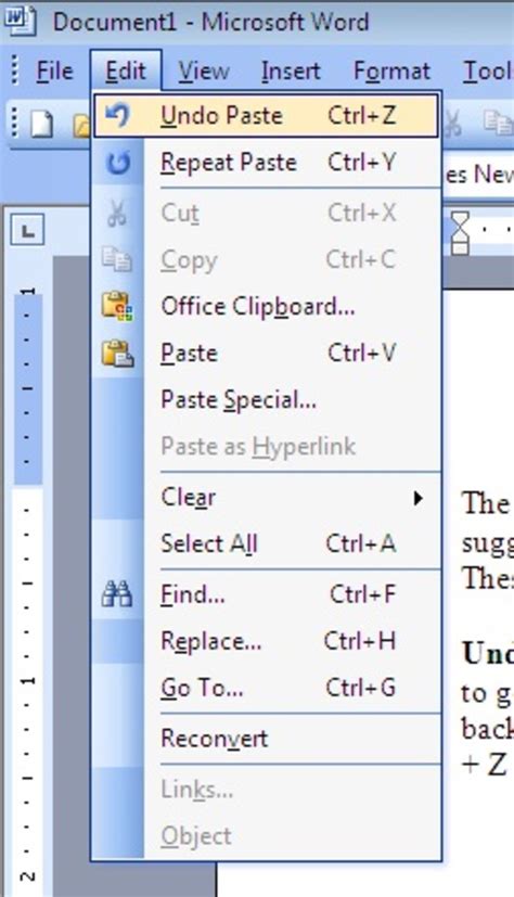 How To Use The Edit Menu In Microsoft Word 2003 Turbofuture