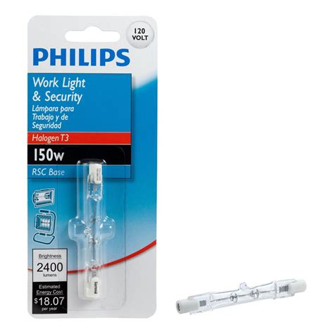 Philips 150 Watt T3 Halogen 120 Volt Work And Security Light Bulb
