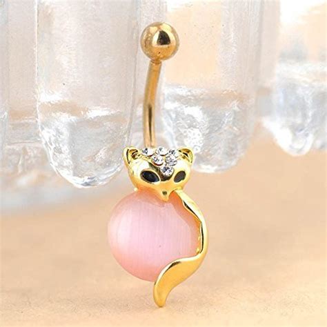 Rhinestone Crystal Fox Body Piercing Jewelry Dangle Belly Bar Button Navel Ring N4 Free Image