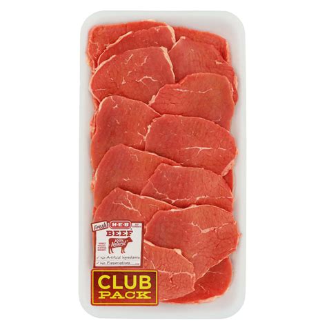 H-E-B Beef Eye of Round Steak Boneless Club Pack, USDA Select - Shop
