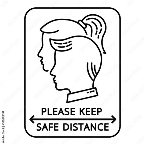 Please Keep Safe Distance Sign Linear Icon Stock Vector Adobe Stock