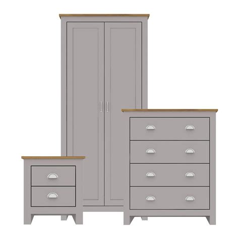 Ultra modern design available separately or as sets. LPD Lancaster Grey & Oak 3 Piece Bedroom Set - Chest ...