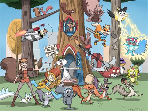 Crazy Cartoon Crossover Squirrels By L0lm4tt On Deviantart