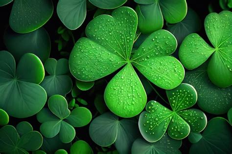 Premium Photo Seamless Background With Threeleaved Shamrocks Lucky