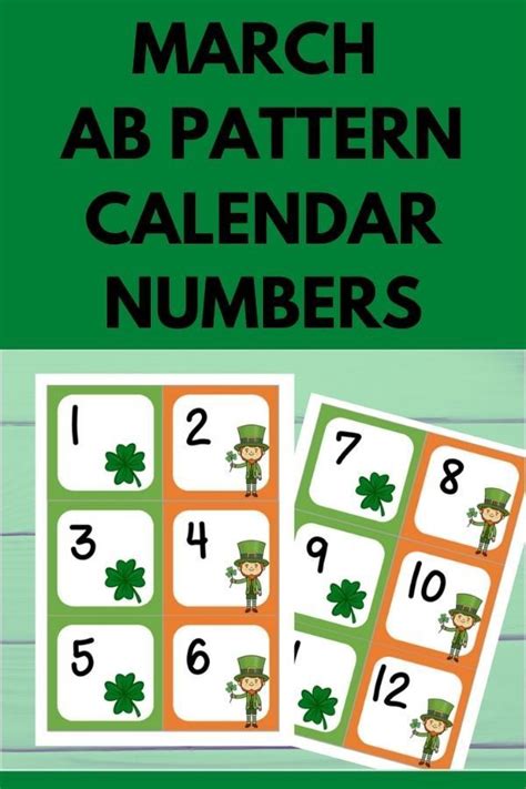 March Calendar Numbers In Ab Pattern Etsy Calendar Numbers Ab
