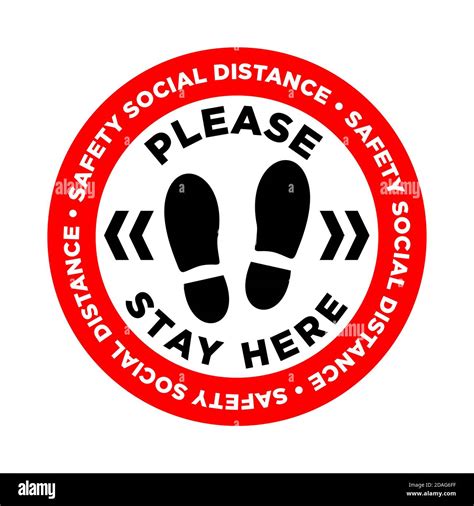 Vector Of Footprint Sign With Text Keep Your Distance 15 M Safety