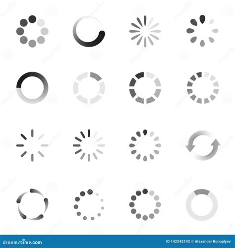Loading Indicator Icon Set Download Symbol Collection Stock Vector