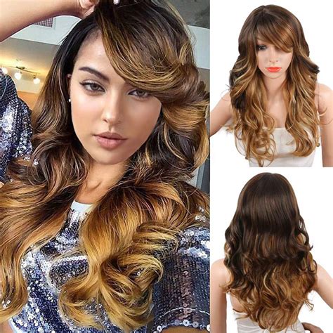 Buy Krsi Ombre Blonde Synthetic Wigs For Black Women Long Natural Wavy