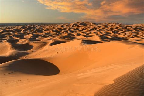 Sahara Desert Dunes At Sunset Merzouga Morocco Africa Stock Image