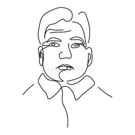 Man Linear Portrait Continuous Line Drawing Isolated Sketch 向量例证 插画