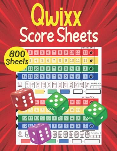 Qwixx Score Sheets 800 Score Sheets For Qwixx Board Game Qwixx Score